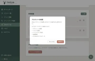確認ダイアログで削除内容を確認し、「削除する」ボタンをクリックします